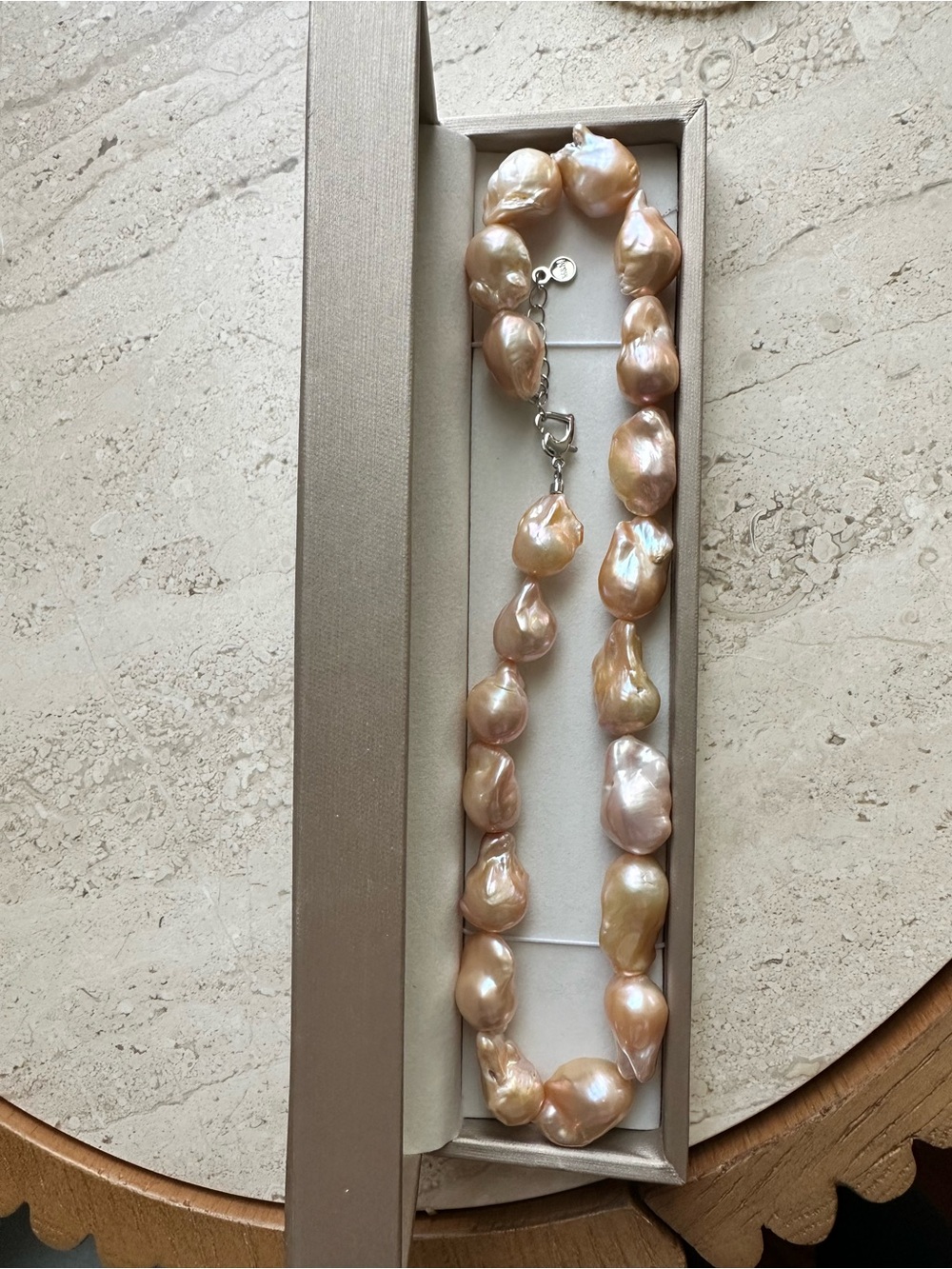 Champagne Baroque Freshwater Pearl Necklace, Natural Pearl